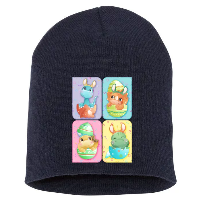 Cute Baby Dinosaurs Easter Eggs Short Acrylic Beanie