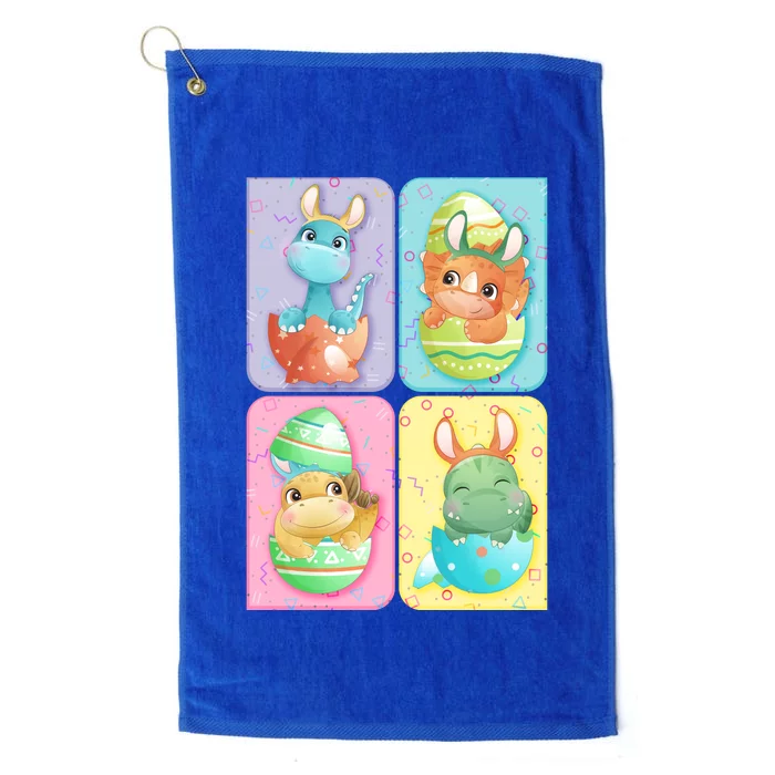 Cute Baby Dinosaurs Easter Eggs Platinum Collection Golf Towel