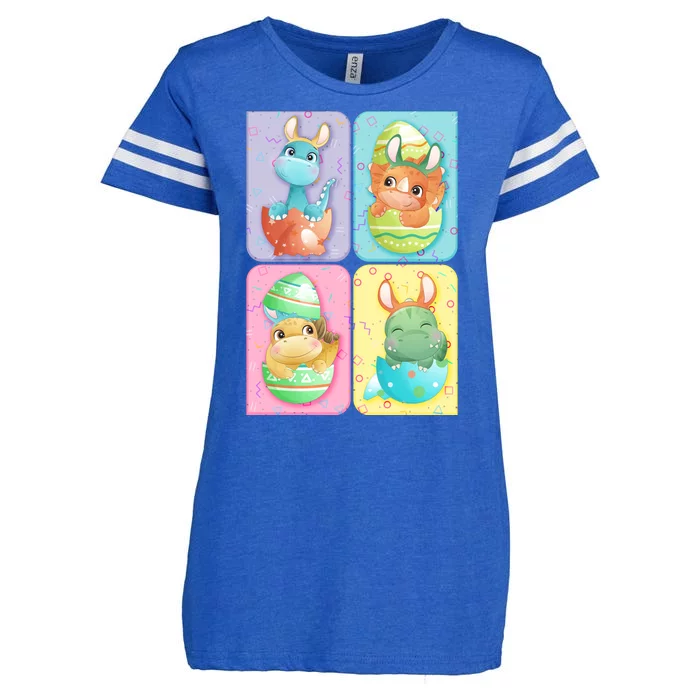 Cute Baby Dinosaurs Easter Eggs Enza Ladies Jersey Football T-Shirt