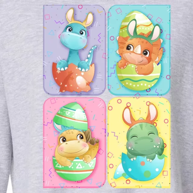 Cute Baby Dinosaurs Easter Eggs Cropped Pullover Crew