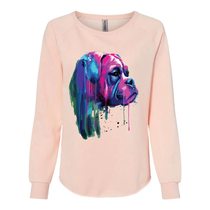 Colorful Boxer Dog Art Watercolor Womens California Wash Sweatshirt