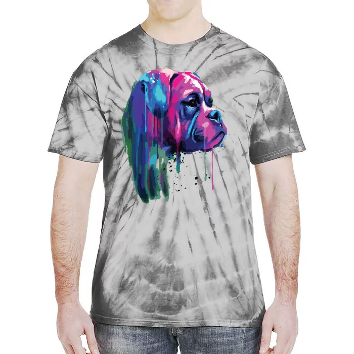 Colorful Boxer Dog Art Watercolor Tie-Dye T-Shirt