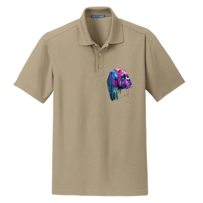 Colorful Boxer Dog Art Watercolor Dry Zone Grid Performance Polo