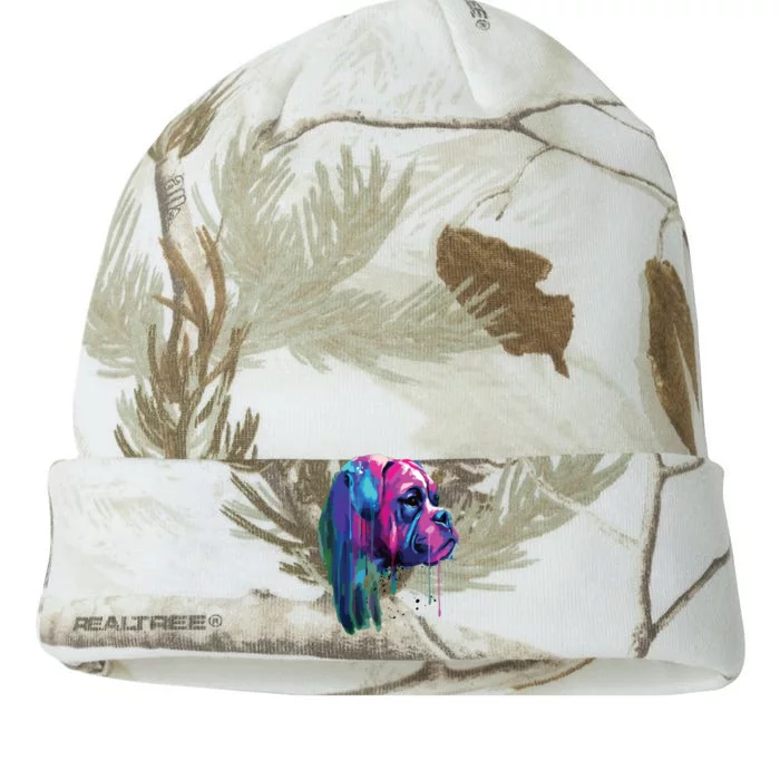 Colorful Boxer Dog Art Watercolor Kati - 12in Camo Beanie