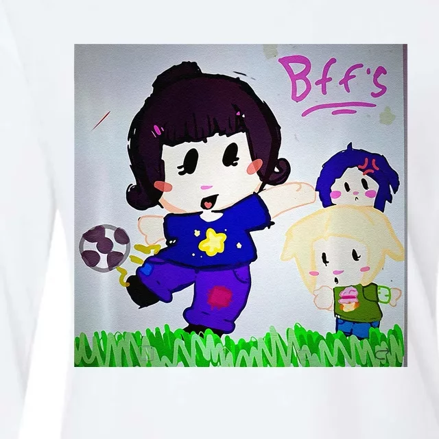 Cute Bff Drawing Premium Womens Cotton Relaxed Long Sleeve T-Shirt