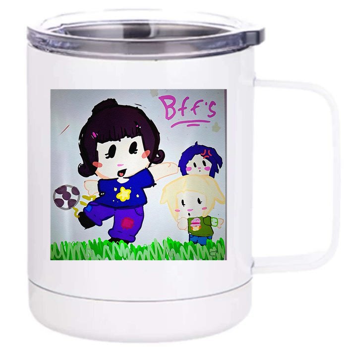 Cute Bff Drawing Premium Front & Back 12oz Stainless Steel Tumbler Cup