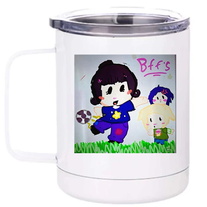 Cute Bff Drawing Premium Front & Back 12oz Stainless Steel Tumbler Cup