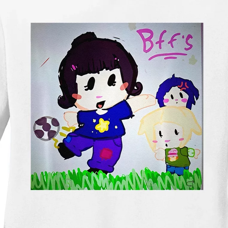 Cute Bff Drawing Premium Ladies Long Sleeve Shirt