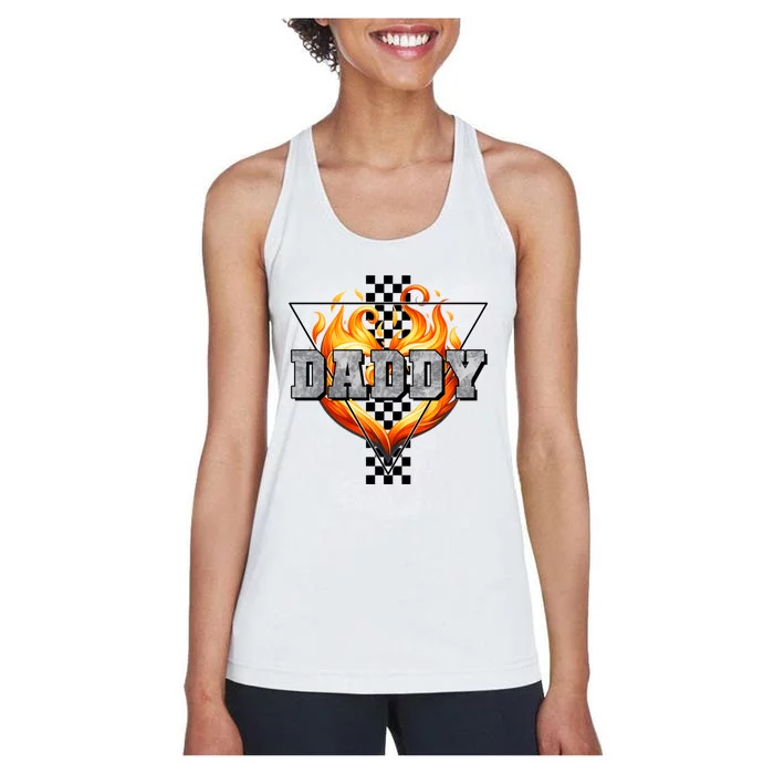 Cool Bold Daddy Flames Racing Design FatherS Day Women's Racerback Tank