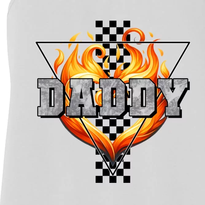 Cool Bold Daddy Flames Racing Design FatherS Day Women's Racerback Tank