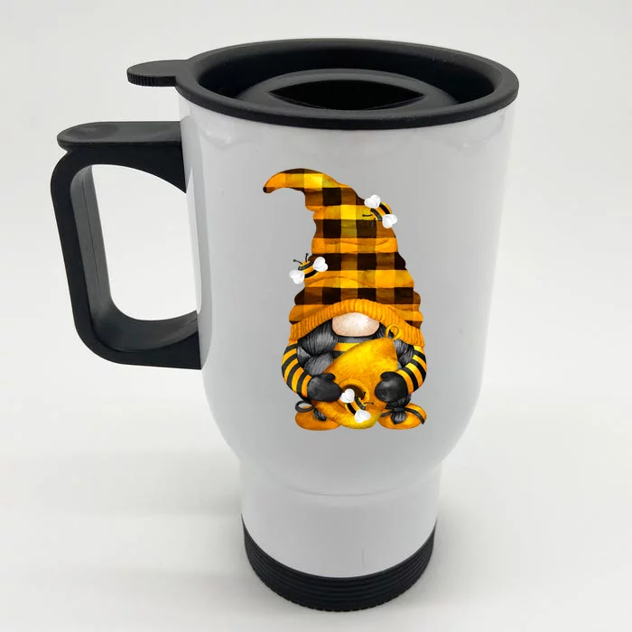 Cute Beekeeper Design For Xmas Matching Couple Bee Gnome Gift Front & Back Stainless Steel Travel Mug