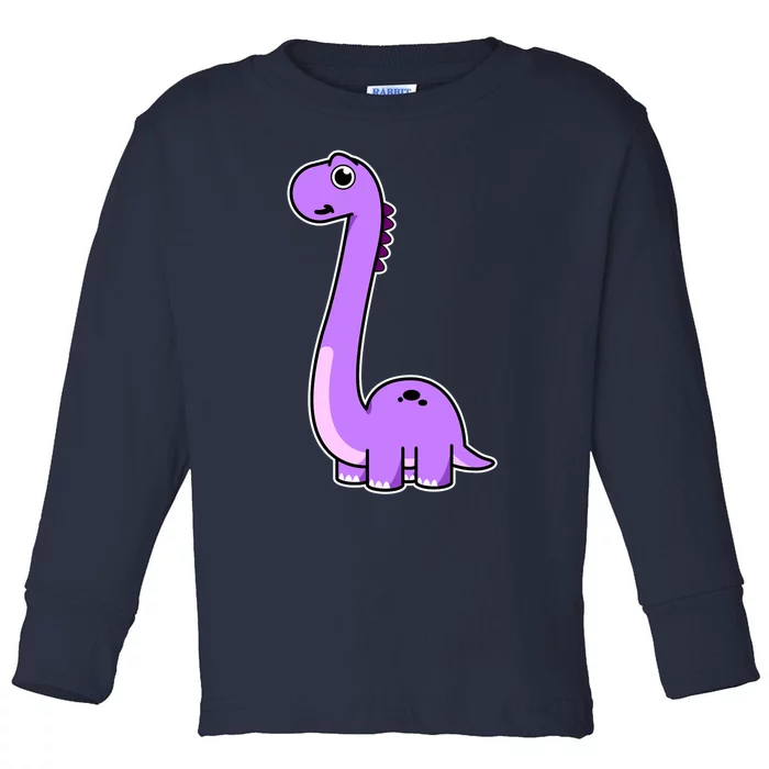 Cute Brontosaurus Dinosaur Tee - Purple Dino Adult and Toddler Long Sleeve Shirt