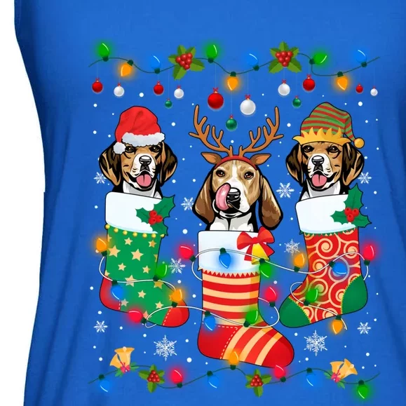 Cute Beagle Dog Puppy Christmas Socks Xmas Gift Ladies Essential Flowy Tank