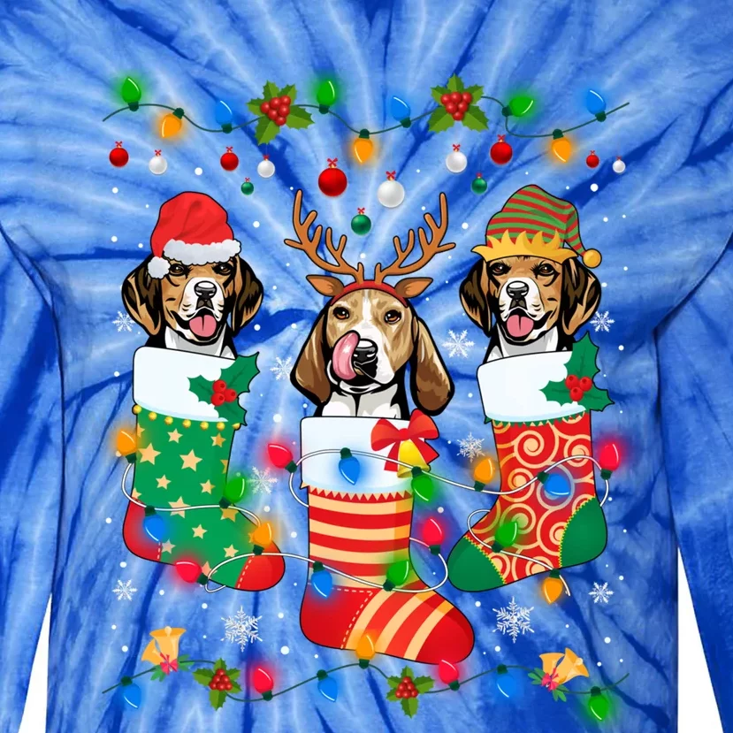 Cute Beagle Dog Puppy Christmas Socks Xmas Gift Tie-Dye Long Sleeve Shirt