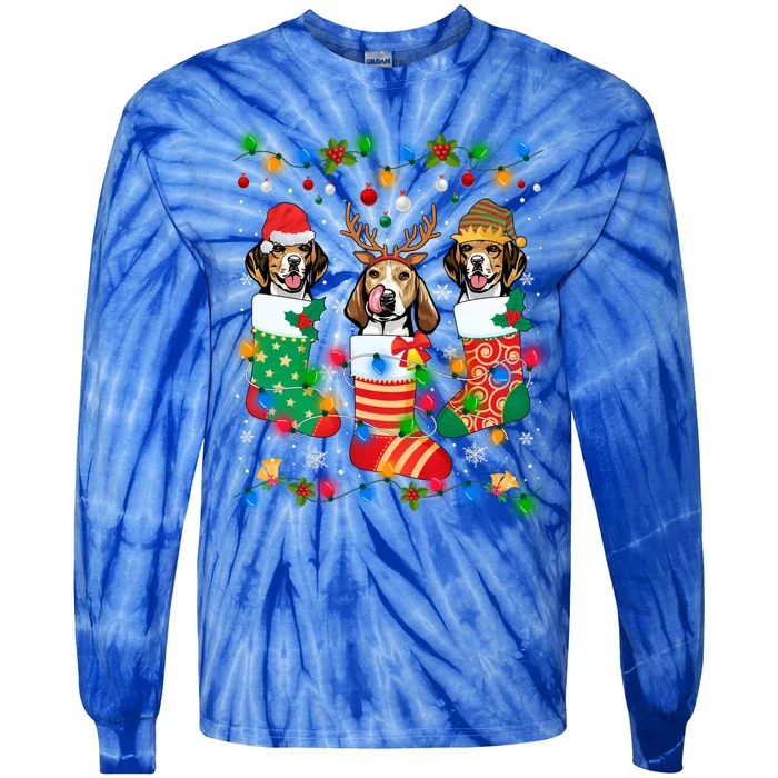 Cute Beagle Dog Puppy Christmas Socks Xmas Gift Tie-Dye Long Sleeve Shirt