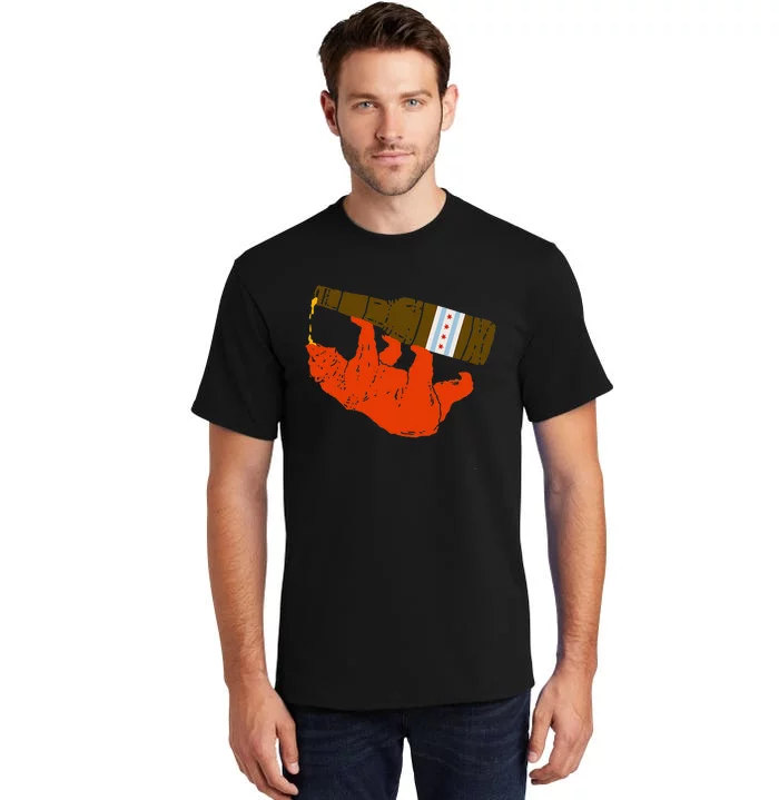 Chicago Beer Drinking Funny Drunk Orange Bear Tall T-Shirt