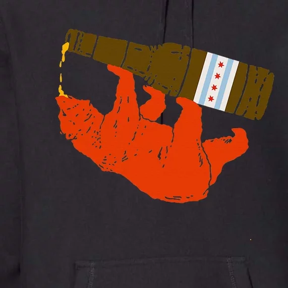 Chicago Beer Drinking Funny Drunk Orange Bear Premium Hoodie