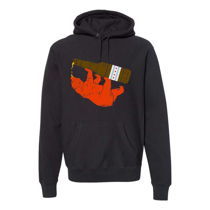 Chicago Beer Drinking Funny Drunk Orange Bear Premium Hoodie