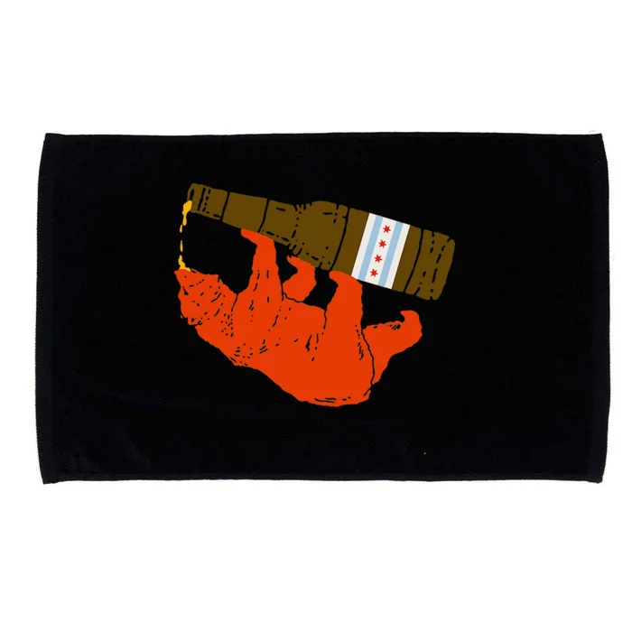 Chicago Beer Drinking Funny Drunk Orange Bear Microfiber Hand Towel