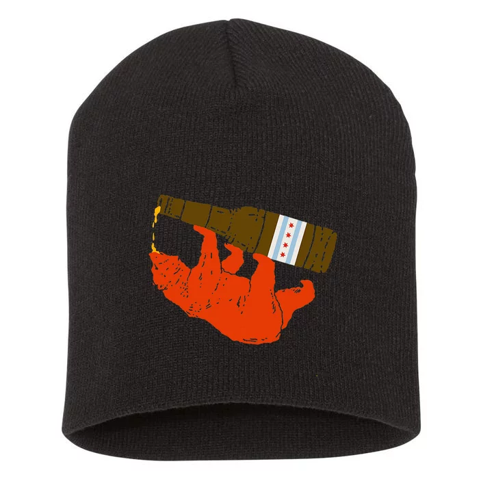 Chicago Beer Drinking Funny Drunk Orange Bear Short Acrylic Beanie