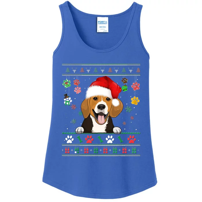 Cute Beagle Dog Xmas Santa Funny Ugly Christmas Gift Ladies Essential Tank