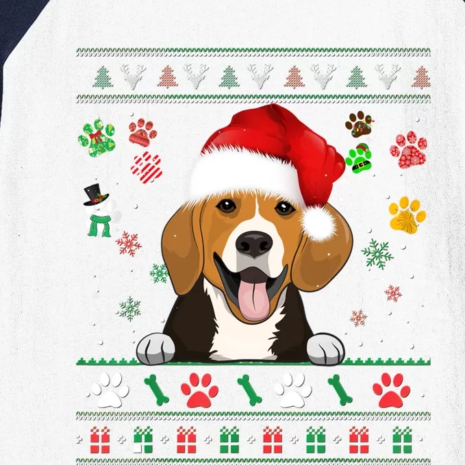 Cute Beagle Dog Xmas Santa Funny Ugly Christmas Gift Baseball Sleeve Shirt