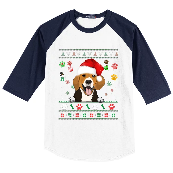 Cute Beagle Dog Xmas Santa Funny Ugly Christmas Gift Baseball Sleeve Shirt