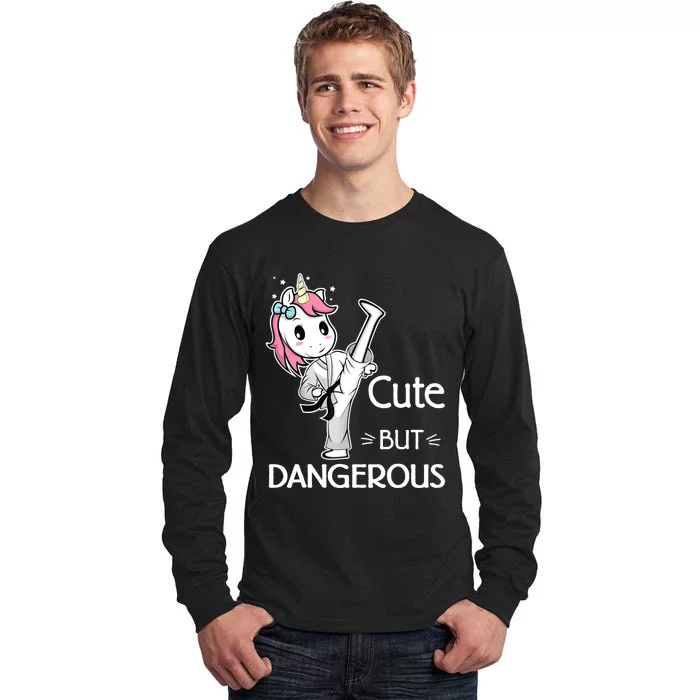 Cute But Dangerous Karate Taekwondo Unicorn Karate Girl Tall Long Sleeve T-Shirt