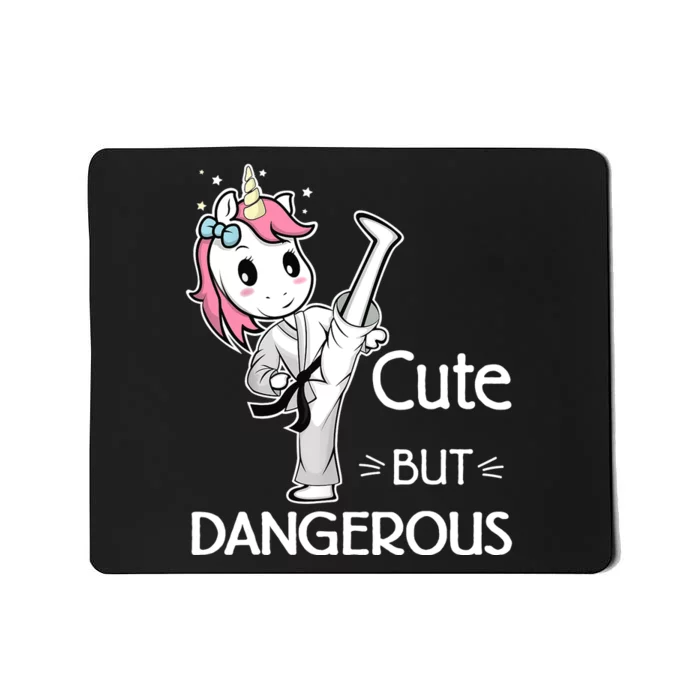 Cute But Dangerous Karate Taekwondo Unicorn Karate Girl Mousepad