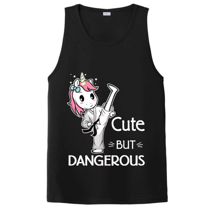 Cute But Dangerous Karate Taekwondo Unicorn Karate Girl Performance Tank