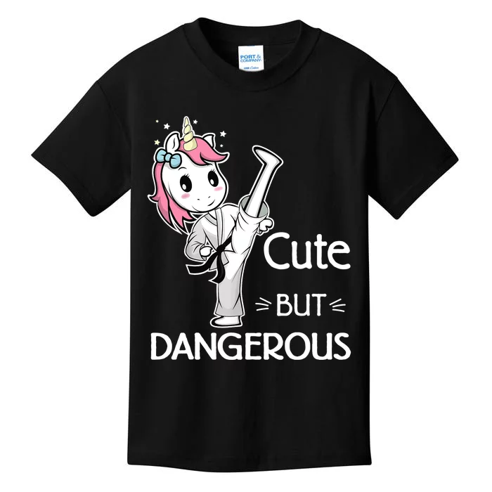 Cute But Dangerous Karate Taekwondo Unicorn Karate Girl Kids T-Shirt