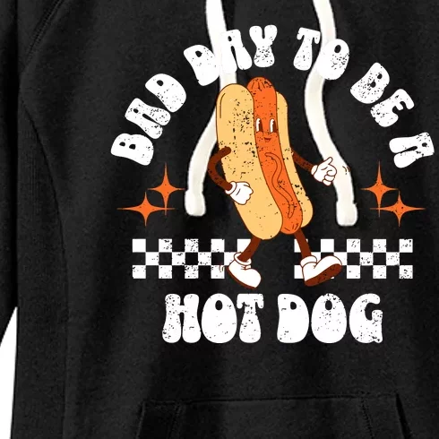 Checkered Bad Day To Be A Hot Dog 4th Of July Women's Fleece Hoodie