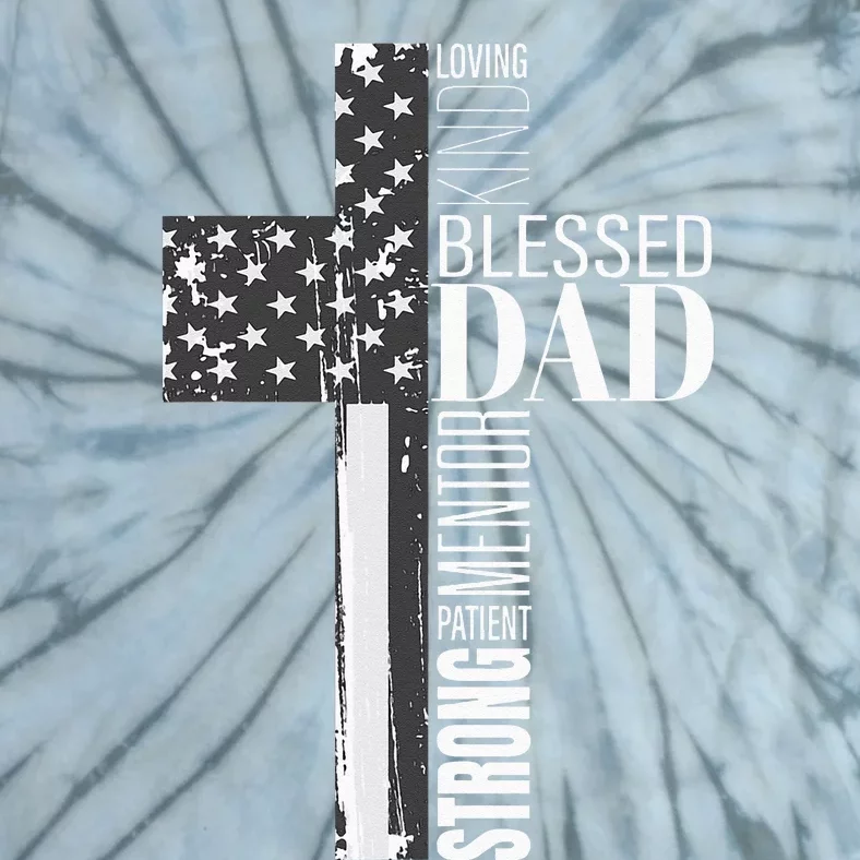 Christian Blessed Dad American Flag Religious Fathers Day Tie-Dye T-Shirt