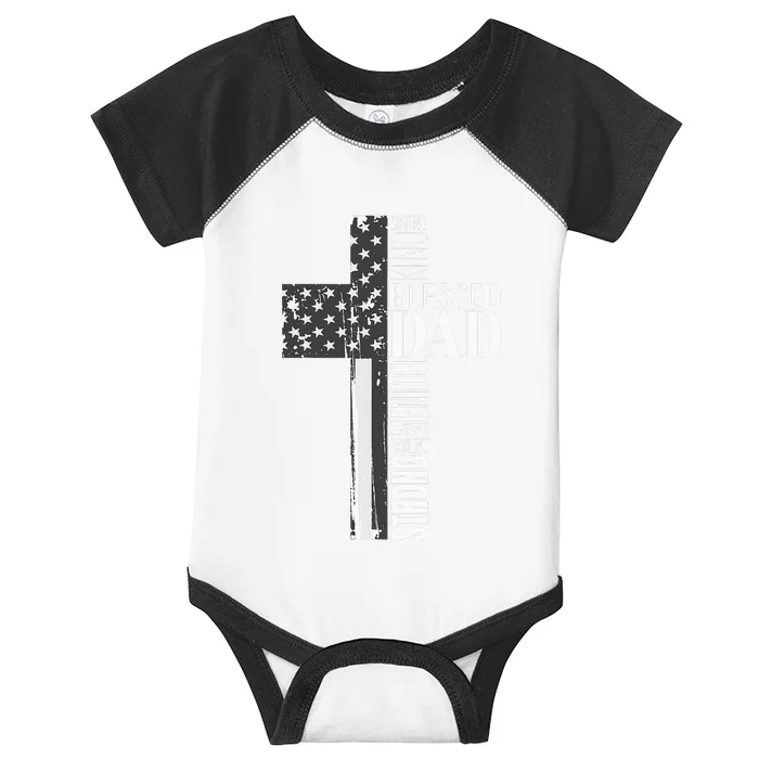 Christian Blessed Dad American Flag Religious Fathers Day Infant Baby Jersey Bodysuit