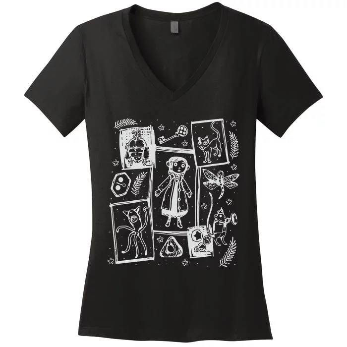 Coraline Button Doll Women's V-Neck T-Shirt