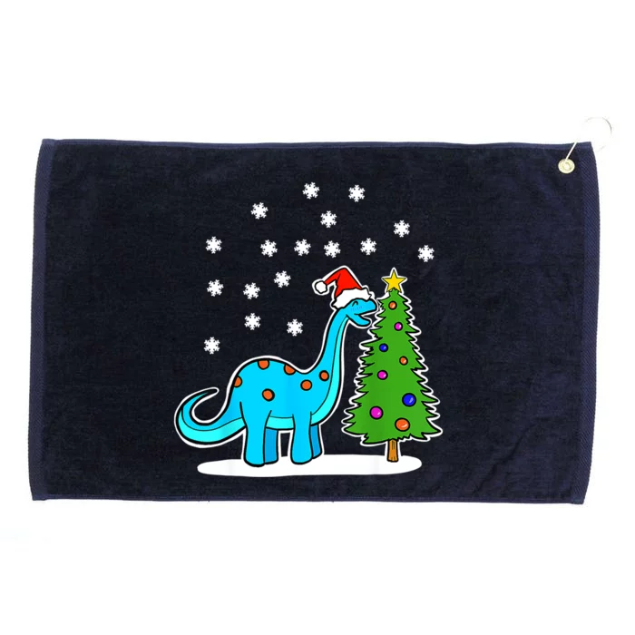 Christmas Brachiosaurus Dinosaur Eating A Christmas Tree Grommeted Golf Towel