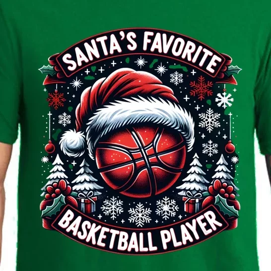 Christmas Basketball Design SantaS Favorite Player Gift Pajama Set