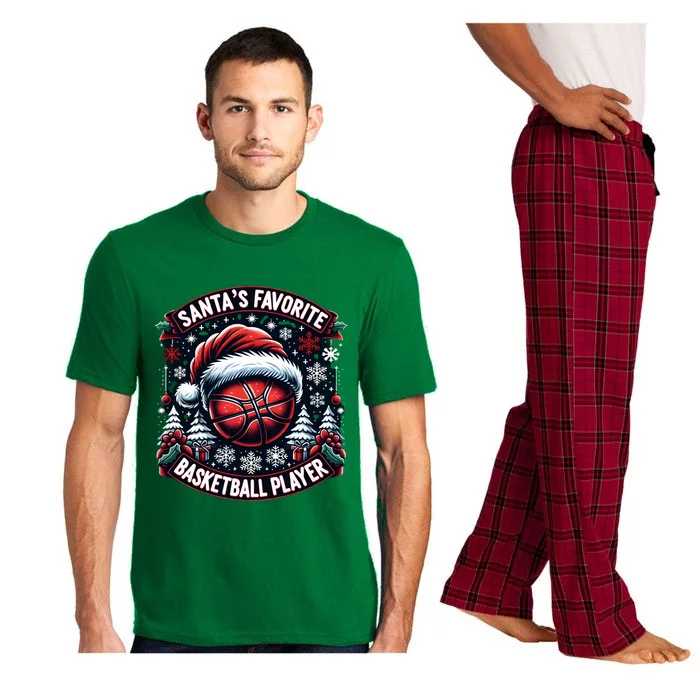 Christmas Basketball Design SantaS Favorite Player Gift Pajama Set