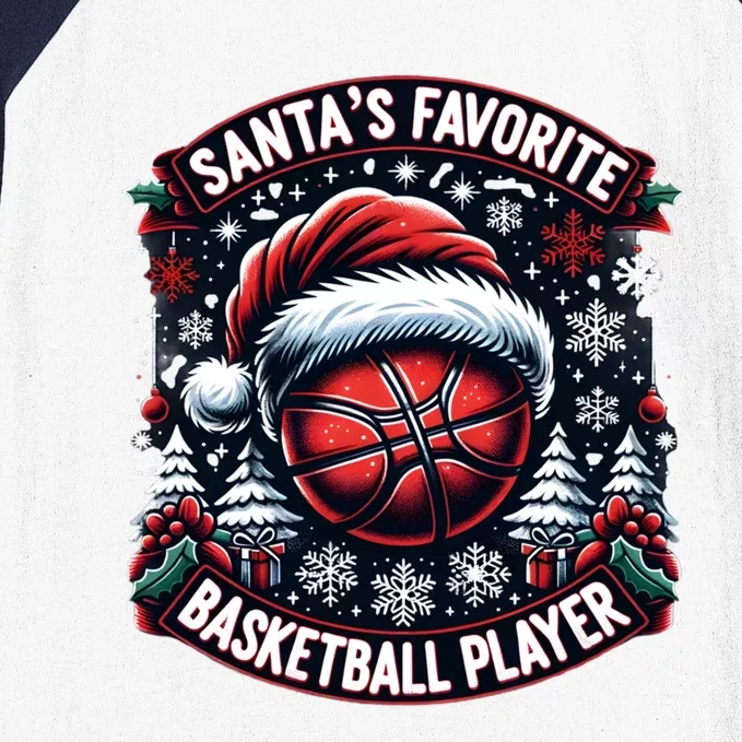 Christmas Basketball Design SantaS Favorite Player Gift Baseball Sleeve Shirt