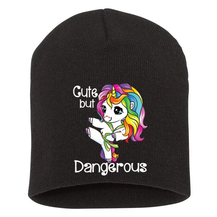 Cute But Dangerous Funny Karate Unicorn Short Acrylic Beanie