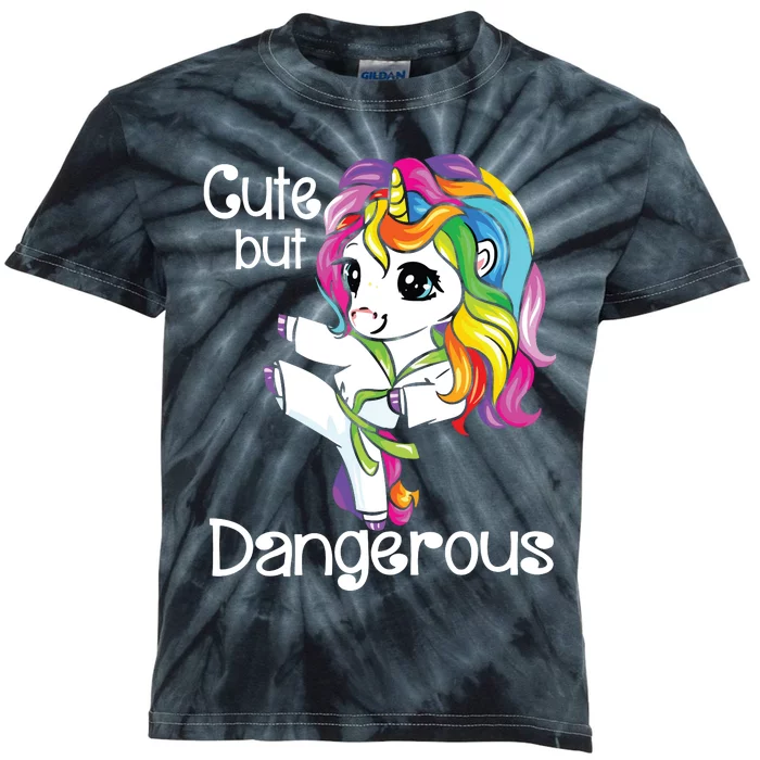 Cute But Dangerous Funny Karate Unicorn Kids Tie-Dye T-Shirt