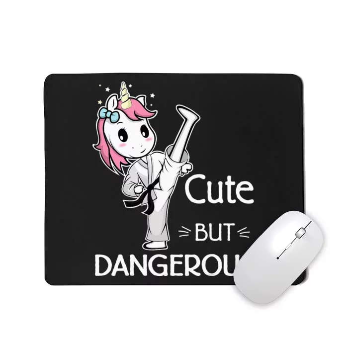 Cute But Dangerous Karate Taekwondo Unicorn Karate Girl Mousepad