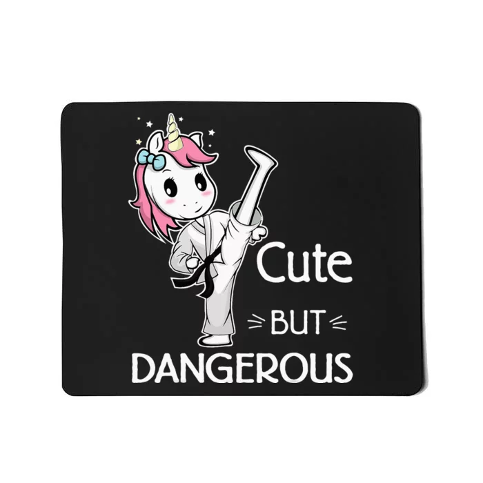 Cute But Dangerous Karate Taekwondo Unicorn Karate Girl Mousepad