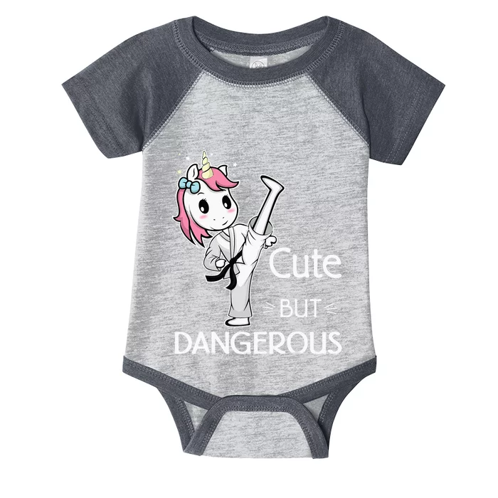 Cute But Dangerous Karate Taekwondo Unicorn Karate Girl Infant Baby Jersey Bodysuit