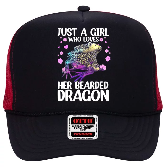 Cute Bearded Dragon For Women Girls Bearded Dragon Lovers High Crown Mesh Trucker Hat