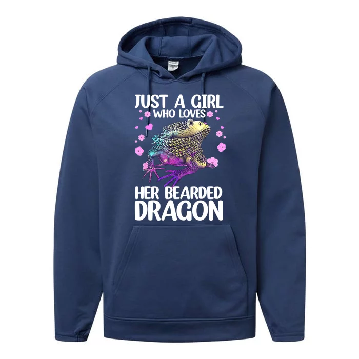 Cute Bearded Dragon For Women Girls Bearded Dragon Lovers Performance Fleece Hoodie