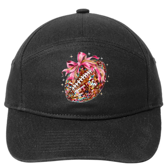 Coquette Bow Disco Funny Football Game Day Touchdown Season 7-Panel Snapback Hat