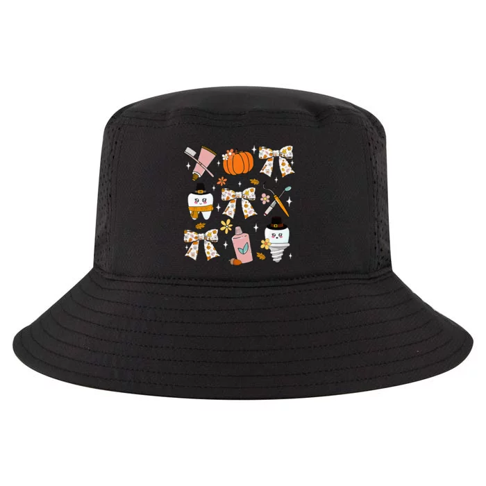 Coquette Bow Dental Squad Fall Autumn Dentist Assistant Cool Comfort Performance Bucket Hat