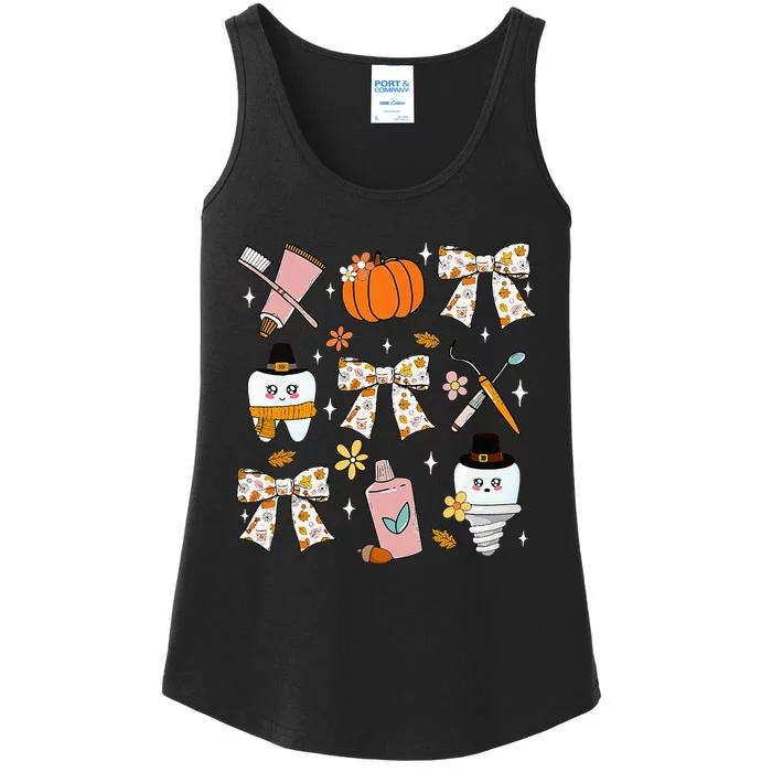 Coquette Bow Dental Squad Fall Autumn Dentist Assistant Ladies Essential Tank