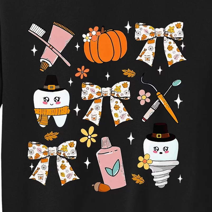 Coquette Bow Dental Squad Fall Autumn Dentist Assistant Tall Sweatshirt